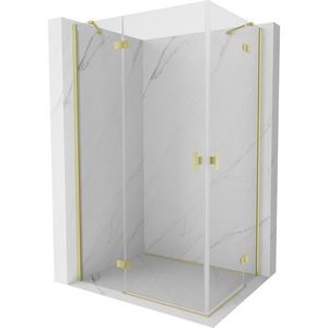 MEXEN/S - Mist H Duo sprchovací kút dvere krídlové 90 x 85, transparent, zlato kartáčovaná 8A5-090L-085P-55-00 vyobraziť