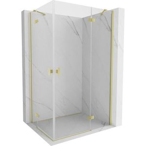 MEXEN/S - Mist H Duo sprchovací kút dvere krídlové 100 x 105, transparent, zlato kartáčovaná 8A5-100L-105P-55-00 vyobraziť