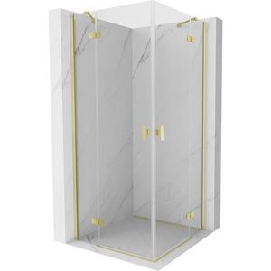 MEXEN/S - Mist H Duo sprchovací kút dvere krídlové 110 x 110, transparent, zlato kartáčovaná 8A5-110L-110P-55-00 vyobraziť