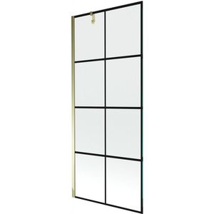 MEXEN/S - Next vaňová zástena FIX 80x150, čierny dekor, zlato 895-080-000-00-77-50 vyobraziť