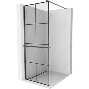MEXEN/S - Kioto+ Sprchová zástena WALK-IN s poličkou a držiakom uterákov 80 x 200, čierny vzor, grafit kartáčovaná 800-080-121-66-77 vyobraziť