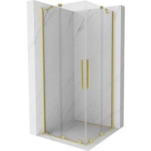 MEXEN/S - Velar Duo štvorcový sprchovací kút 80 x 80, transparent, zlatá kartáčovaná 871-080-080-02-55 vyobraziť