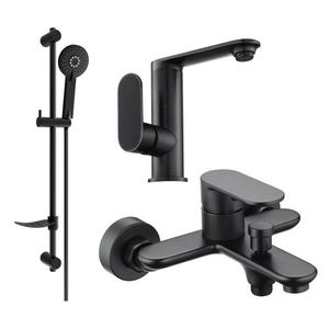 MEXEN/S - Milo DF40 SET umývadlová batéria + vaňová s príslušenstvom, čierna 713053DF40-70 vyobraziť