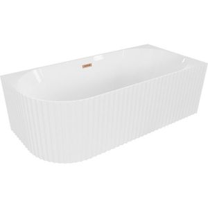 MEXEN/S - Gia voľne stojaca rohová vaňa reliéf pravá 170 x 80, biela lesk, sifón a prepad meď kartáčovaná 52701708000P-65 vyobraziť