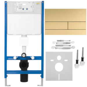 REA/S - Podomietkový WC systém K011A-Q + tlačidlá T Brush Gold KPL-E0055 vyobraziť