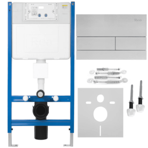 REA/S - Podomietkový WC systém K011A-Q + tlačidlá T Brush Steel KPL-E0057 vyobraziť