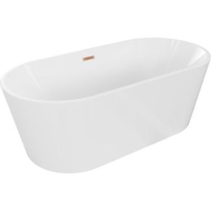 MEXEN/S - Luna voľne stojaca vaňa 140 x 75, biela, sifón a prepad meď kartáčovaná 52031407500-65 vyobraziť