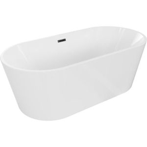 MEXEN/S - Luna voľne stojaca vaňa 140 x 75, biela, sifón a prepad čierna 52031407500-70 vyobraziť