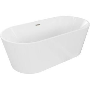 MEXEN/S - Luna voľne stojaca vaňa 140 x 75, biela, sifón a prepad nikel kartáčovaný 52031407500-97 vyobraziť
