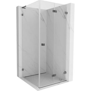 MEXEN/S - Lunar-F L sprchový kút skladacie dvere pravá 80 x 80, transparent, grafit kartáčovaná 836L-080-080-66-00-P vyobraziť
