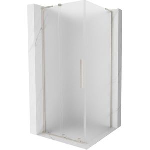 MEXEN/S - Velar L sprchovací kút, posuvné dvere 90 x 90, dekor, nikel kartáčovaný 871-090-090-33-97 vyobraziť