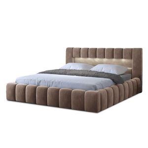 Svetlohnedá čalúnená dvojlôžková posteľ s úložným priestorom s roštom 180x200 cm Lamica – ELTAP vyobraziť