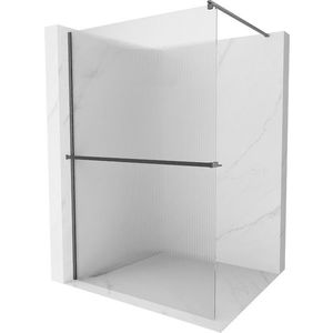 MEXEN/S - Kioto+ Sprchová zástena WALK-IN s poličkou a držiakom uterákov 90 x 200, prúžky, grafit kartáčovaná 800-090-121-66-09 vyobraziť