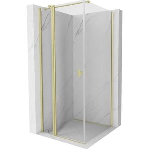 MEXEN/S - Mist T sprchovací kút dvere krídlové 80 x 80, transparent, zlato kartáčovaná 8A4T-080-080-55-00 vyobraziť