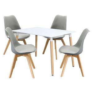 Jedálenský stôl 120x80 UNO biely + 4 stoličky QUATRO sivé vyobraziť