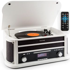 Auna Belle Epoque 1908 DAB, biely, retro stereo systém, gramofón, DAB+ vyobraziť