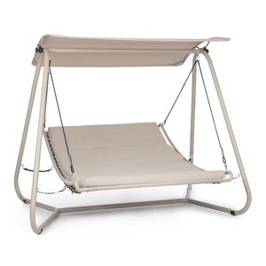 Blumfeldt Garden Grove, záhradné ležadlo, swing bed, oceľový rám, slnečná strecha, polyester, piesková vyobraziť