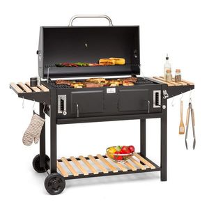 Klarstein Aberdeen Double Charcoal Grill Smoker Teplomer 2 bočné stoly mobilné vyobraziť