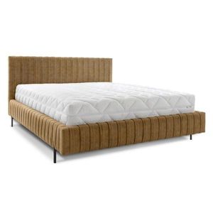 Okrovožltá čalúnená dvojlôžková posteľ s úložným priestorom s roštom 140x200 cm Plissa – ELTAP vyobraziť