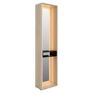 KONDELA Barcelone panel so zrkadlom a led osvetlením dub barista / čierna vyobraziť