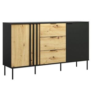 KONDELA Rimina 2D3S dvojdverová komoda so zásuvkami čierna onyx / dub artisan vyobraziť