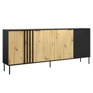 KONDELA Rimina 4D štvordverová komoda čierna onyx / dub artisan vyobraziť