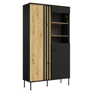 KONDELA Rimina 2D dvojdverová vitrína čierna / dub artisan vyobraziť
