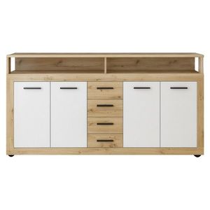 KONDELA Lunysa štvordverová komoda so zásuvkami dub artisan / biela vyobraziť