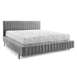 Sivá čalúnená dvojlôžková posteľ s úložným priestorom s roštom 140x200 cm Plissa – ELTAP vyobraziť