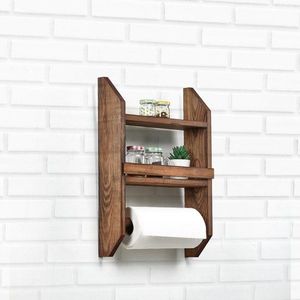 Wooden Shelf Spice Rack & Towel Hanger vyobraziť