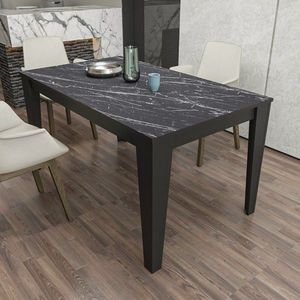 Jedálenský stôl Bud - Black, Marble vyobraziť