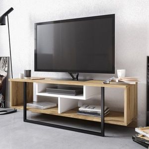 TV stolík Asal (120) - Oak, White, Black vyobraziť