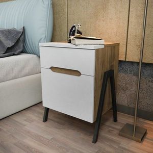 Nočný stolík Neva - Walnut, White vyobraziť