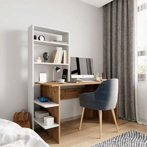Písací stôl s knižnicou Aden - Oak, White vyobraziť