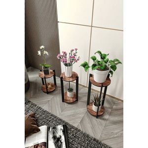 Wooden Plant Stand Flower Desk Round - Walnut vyobraziť