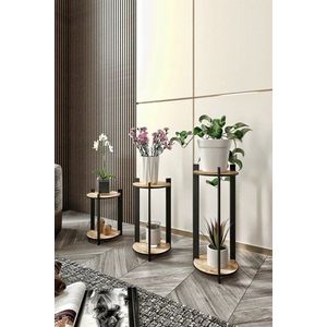 Wooden Plant Stand Flower Desk Round - Oak vyobraziť