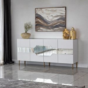 Konzolový stolík Milan - White, Gold vyobraziť