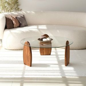 Konferenčný stolík Surf - Chesnut, Transparent vyobraziť
