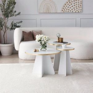 Súprava konferenčných stolíkov Mushroom 2 - Gold, White vyobraziť
