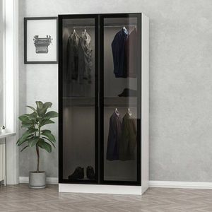 Šatníková skriňa Kale Glass Black - 210 vyobraziť