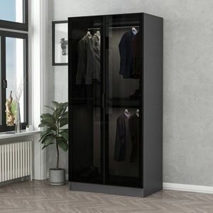 Šatníková skriňa Kale Glass Anthracite - 190 vyobraziť