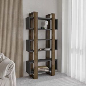 Knižnica Milano - Walnut, Anthracite vyobraziť