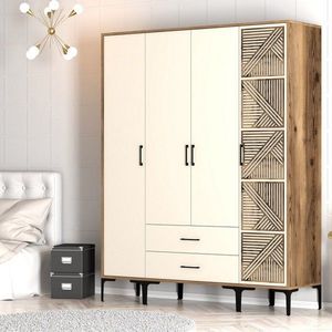 Šatníková skriňa Kumsal STP - Walnut, Cream vyobraziť