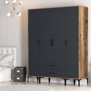 Šatníková skriňa Kumsal STS - Walnut, Anthracite vyobraziť