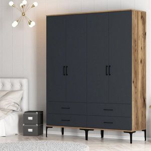 Šatníková skriňa Kumsal TT - Walnut, Anthracite vyobraziť