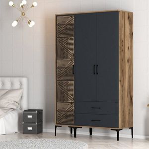 Šatníková skriňa Kumsal PT - Walnut, Anthracite vyobraziť