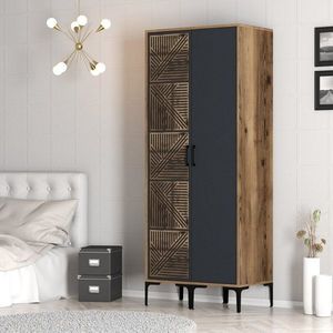 Šatníková skriňa Kumsal PS - Walnut, Anthracite vyobraziť