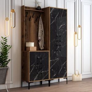 Predsieňová stena Berlin BA - Walnut, Black Marble vyobraziť