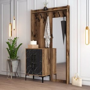 Predsieňová stena Berlin BC - Walnut, Black Marble vyobraziť