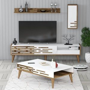 Living Room Furniture Set Valensiya - Walnut, White vyobraziť